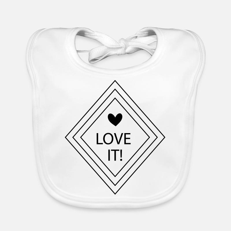 J’adore! - Diamant avec cœur - Bavoir bio Bébé - blanc