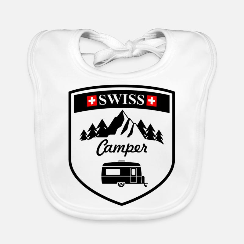 Wohnwagen Schweizer Camper schwarz - Baby Bio-Lätzchen - Weiß