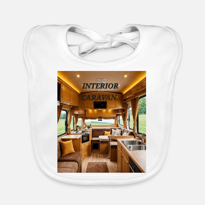 Intérieur de la caravane. Bavoir bio Bébé