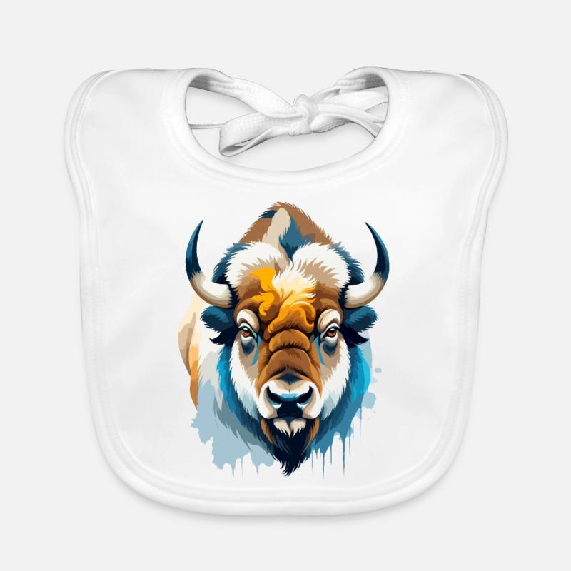Bison Vektor Kunst mit lebendiger Farbillustration Baby Bio-Lätzchen
