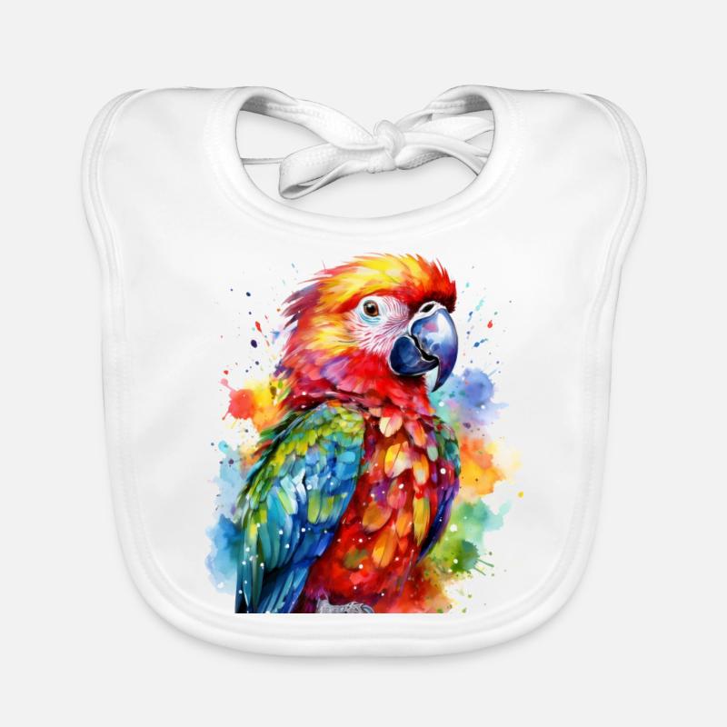 Perroquet coloré - Bavoir bio Bébé - blanc