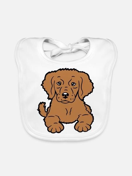 chiot chien a l’air bien mignon fidèle doux doux regard - Bavoir bio Bébé - blanc - Devant