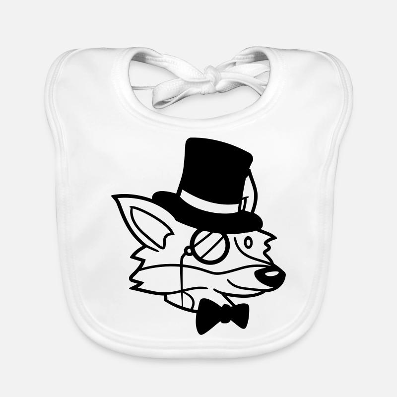 Fuchs Rotfuchs Sir Mr. Zylinder Hut Monokel Brille Baby Bio-Lätzchen