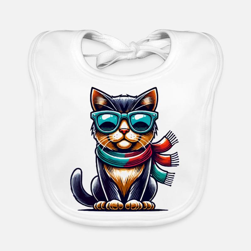 cat sunglasses comic Organic Baby Bibs
