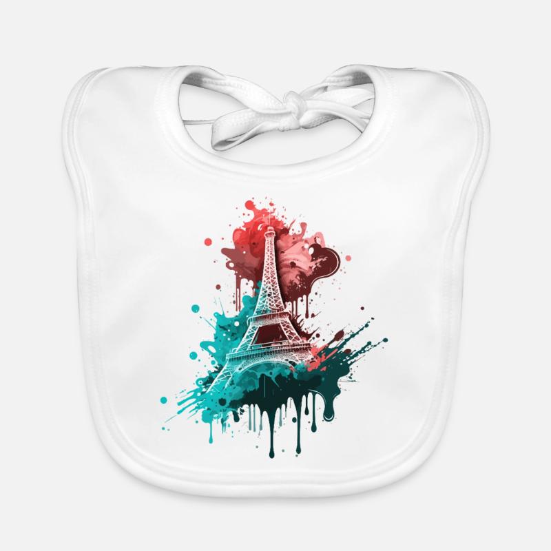 Paris Eiffelturm Skyline Frankreich Splash Bunt Baby Bio-Lätzchen