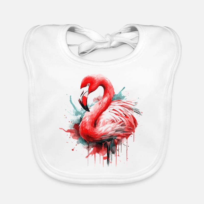 Flamingo Bird Exotic Summer Splash Pink Pink Organic Baby Bibs