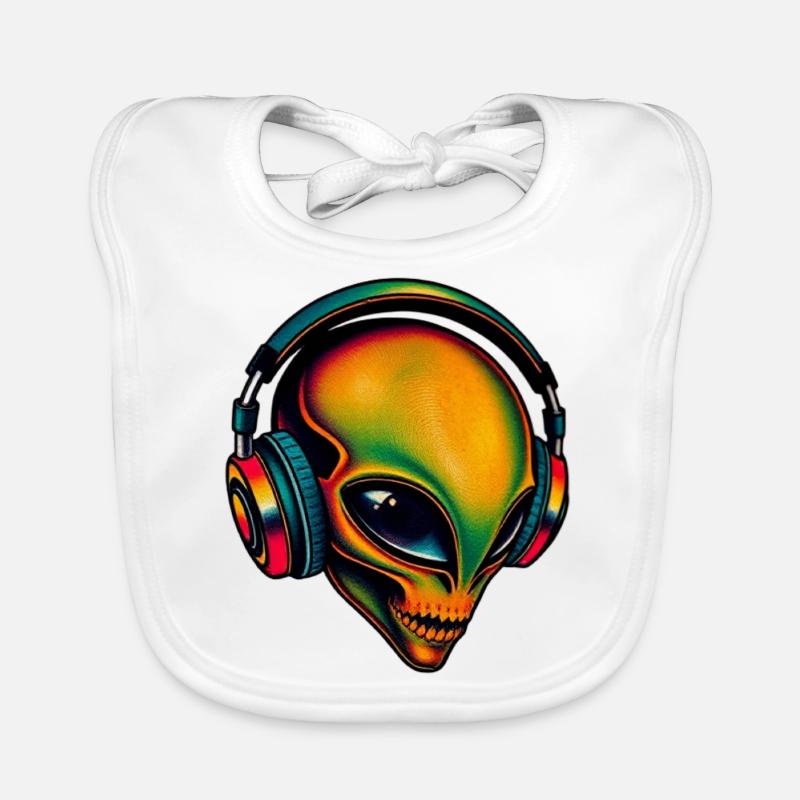 Multicoloured Alien Head Organic Baby Bibs