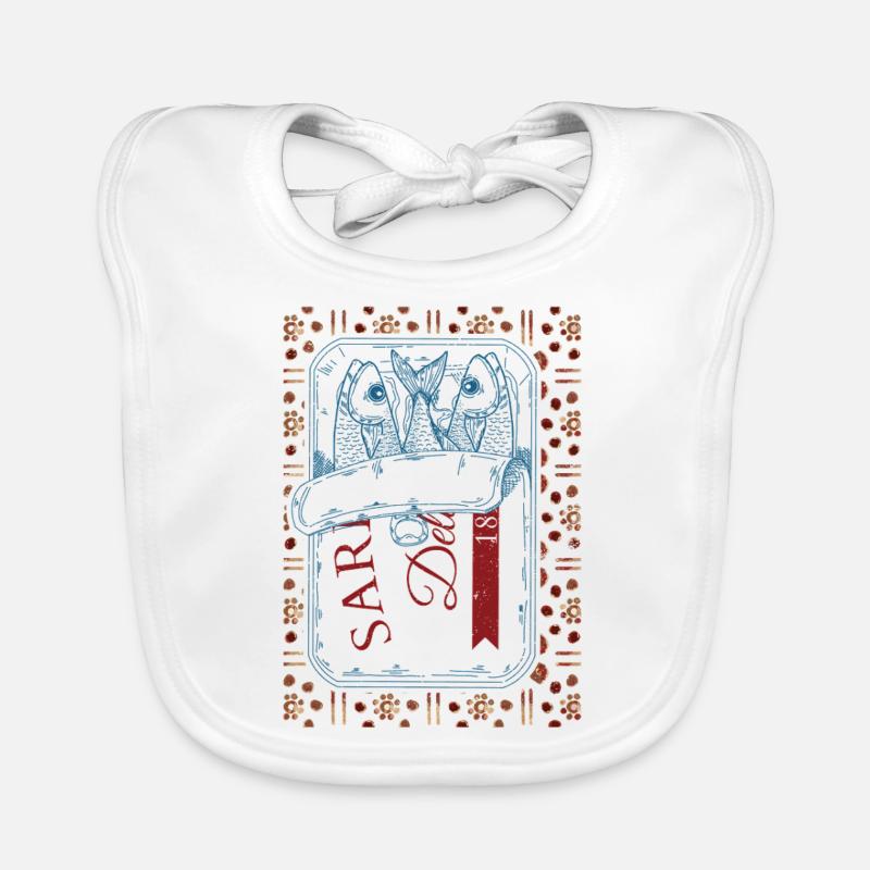 Vintage Trendy Sardines Visual Organic Baby Bibs