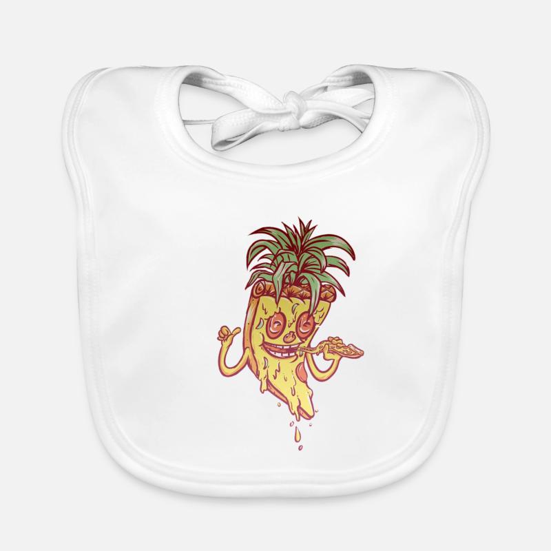 Pizza Ananas Mascotte Funky - Bavoir bio Bébé - blanc