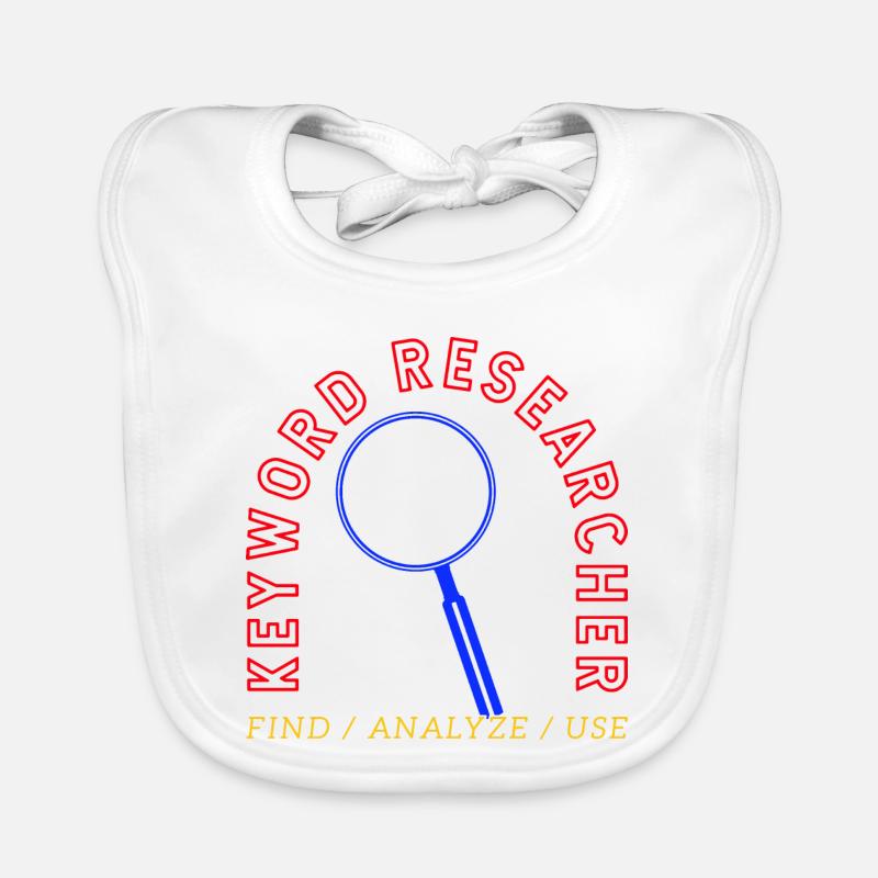 Keyword Research Magnifying Glass Logo Organic Baby Bibs