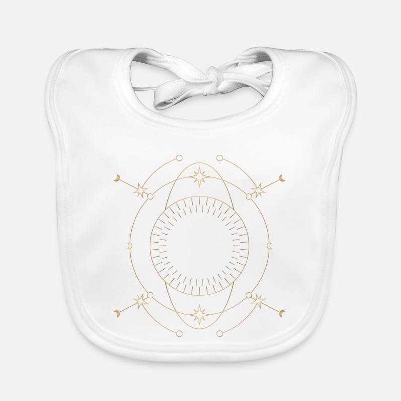 Golden Star Circle Orbit Design Organic Baby Bibs
