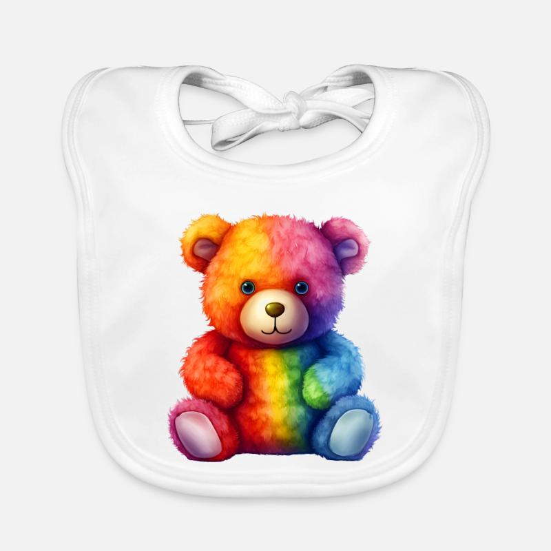 Rainbow Plush Bear Hug Organic Baby Bibs