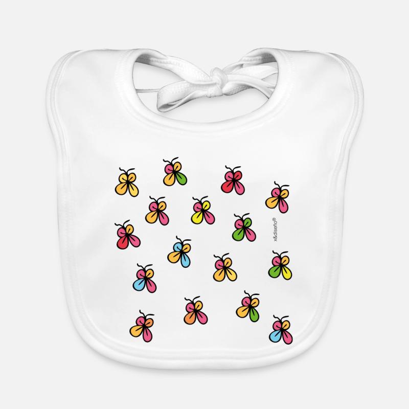 Neonschmetterlinge in schwarzer Silhouette Baby Bio-Lätzchen