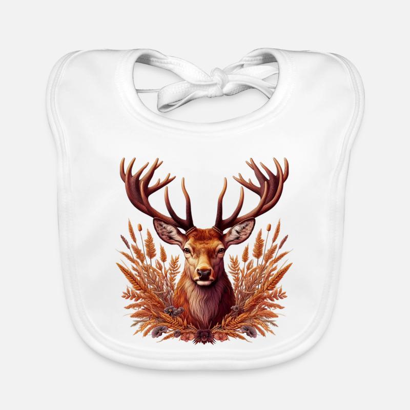Cerf - Bavoir bio Bébé - blanc