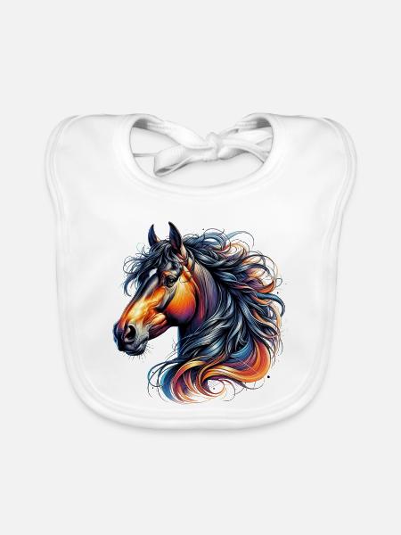 Pferd - Baby Bio-Lätzchen - Weiß - Vorne
