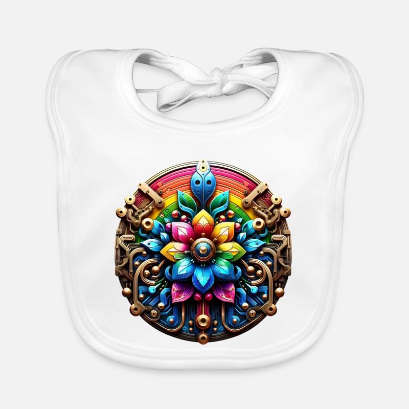 Psychedelische Steampunk Blume Regenbogen Baby Bio-Lätzchen
