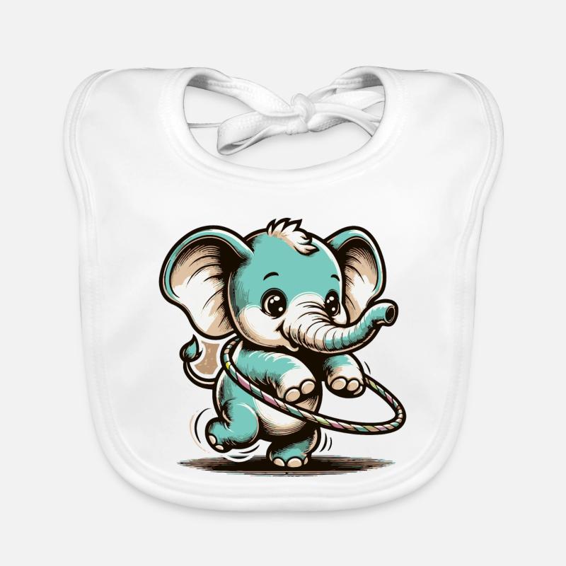 Éléphant de dessin animé mignon avec hubs hula Bavoir bio Bébé