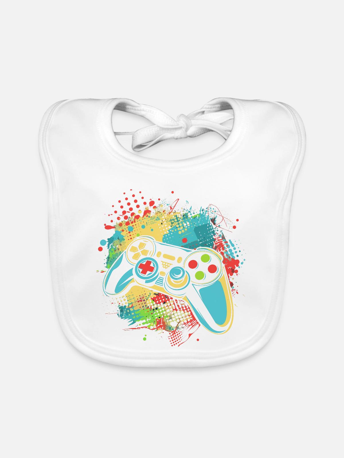 Gamepad - Baby Bio-Lätzchen - Weiß - Vorne