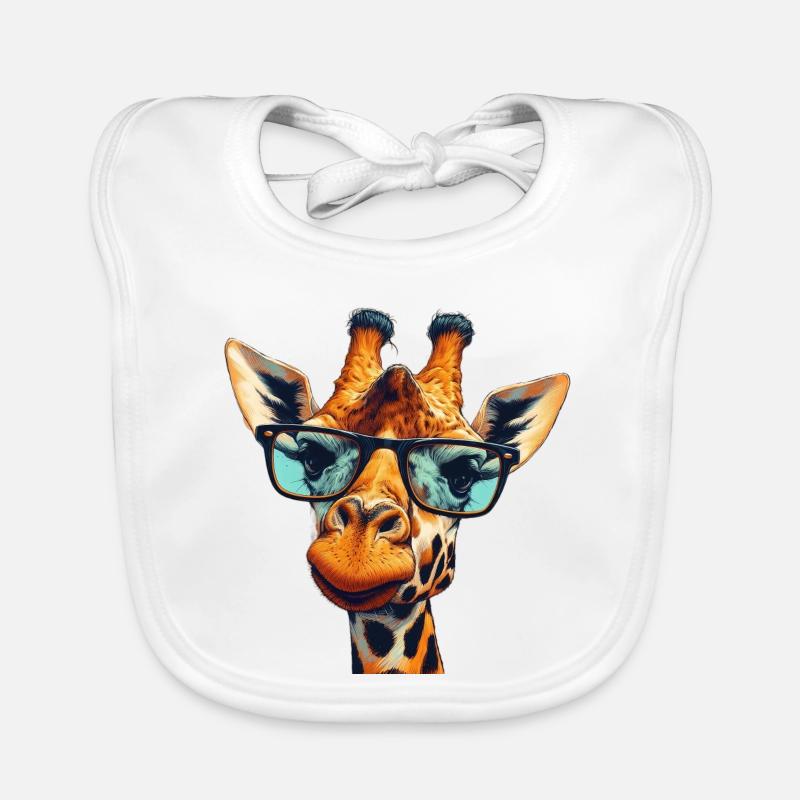 Giraffe mit Brille - Baby Bio-Lätzchen - Weiß