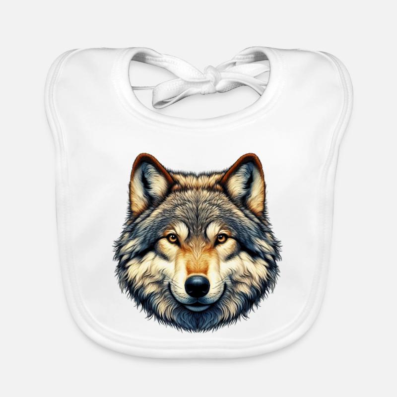 Wolf - Baby Bio-Lätzchen - Weiß
