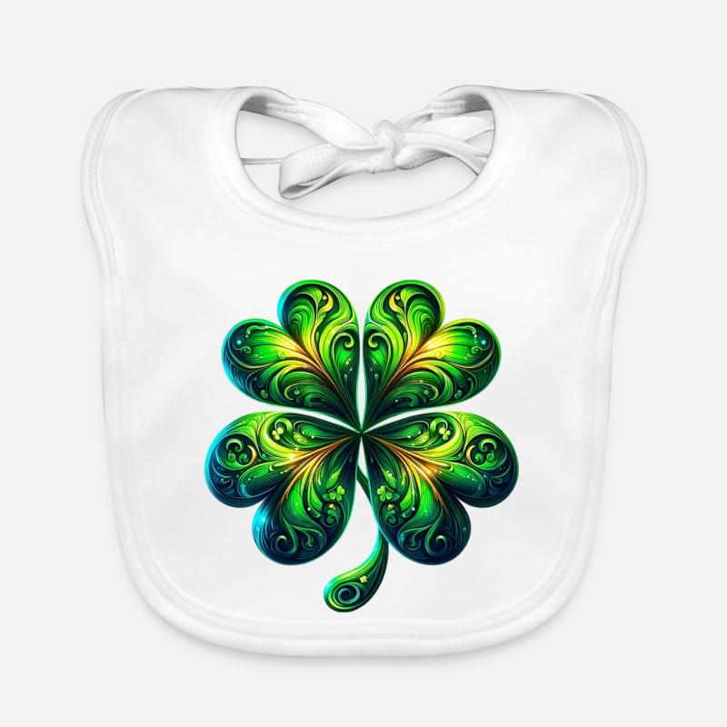 Vierblättriges Kleeblatt Baby Bio-Lätzchen