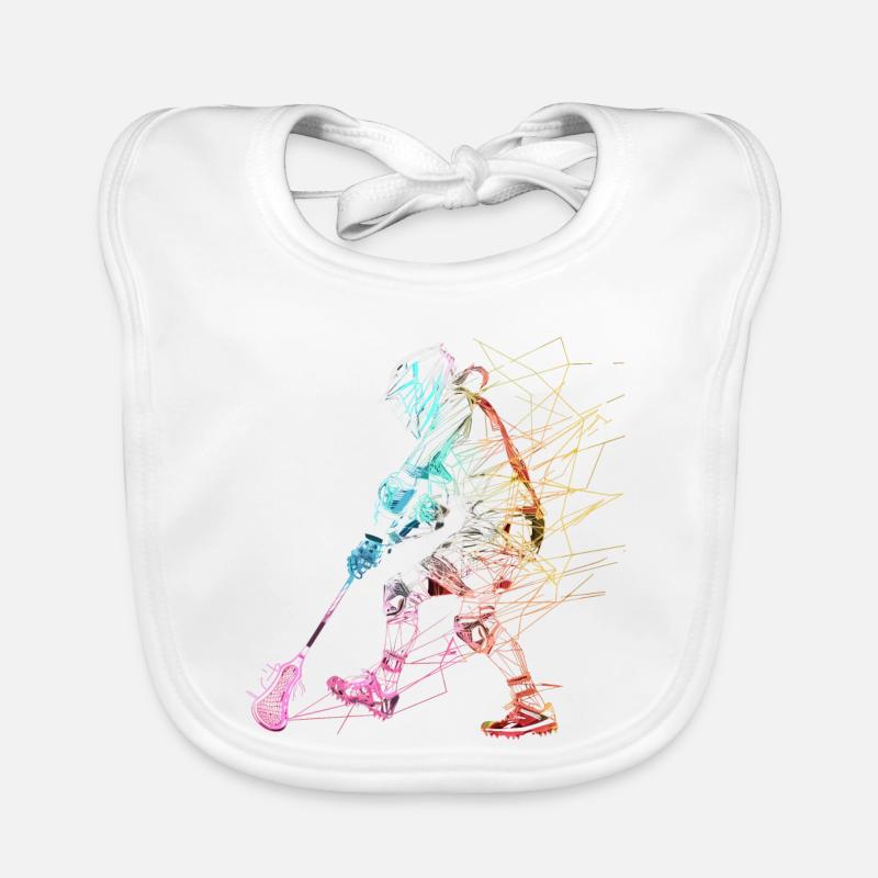 Lacrosse Player Sketch Organic Baby Bibs