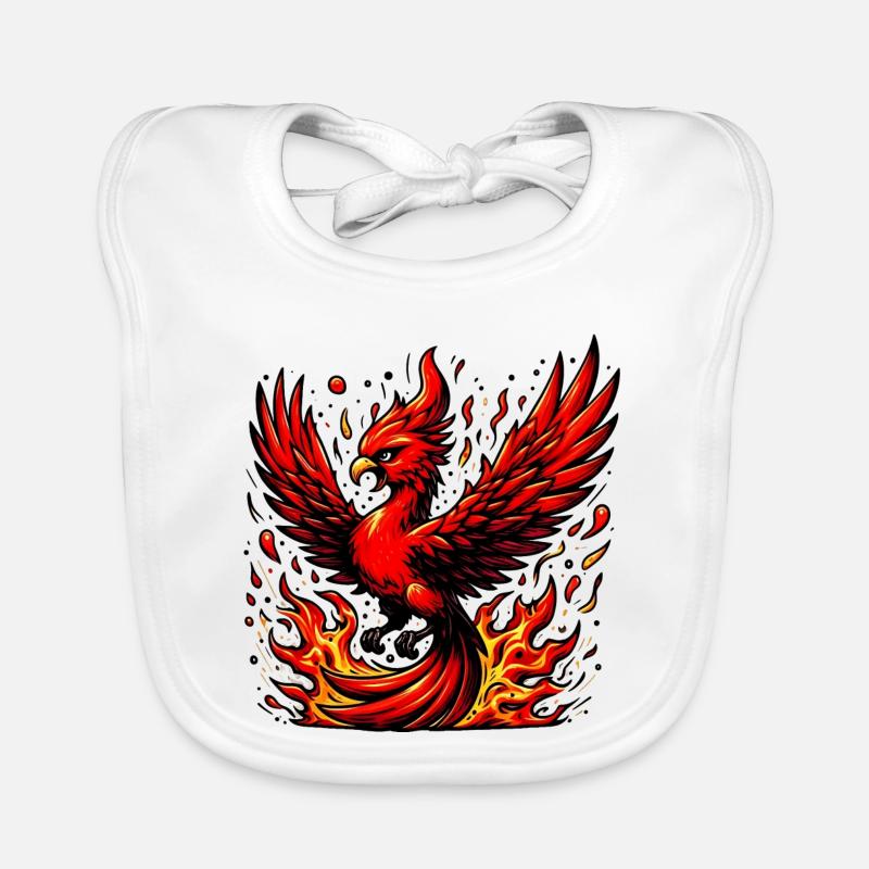 Phénix rouge - Bavoir bio Bébé - blanc