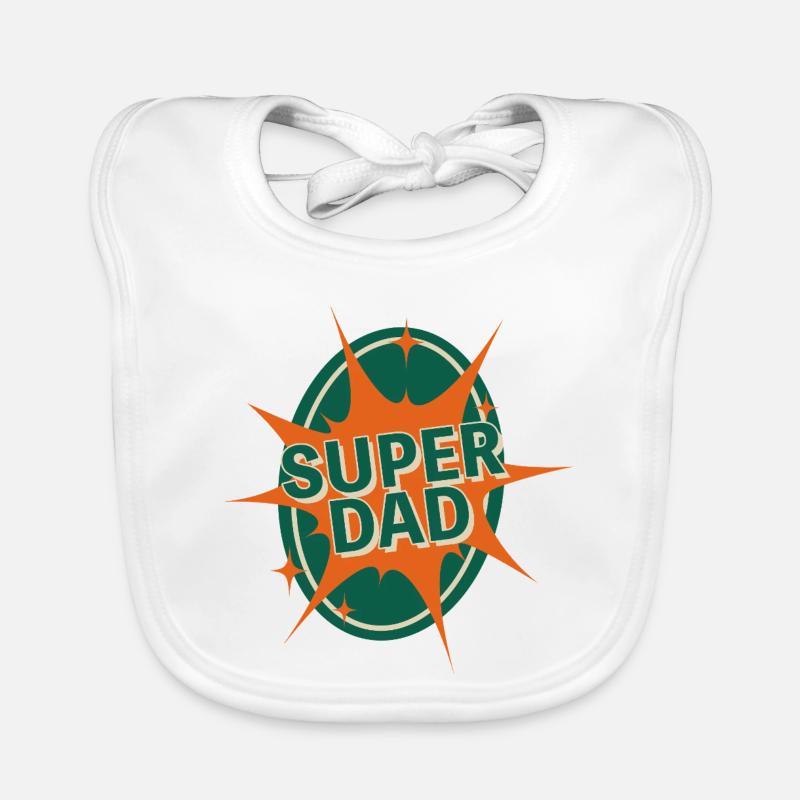 Conception de style bande dessinée Super Dad - Bavoir bio Bébé - blanc