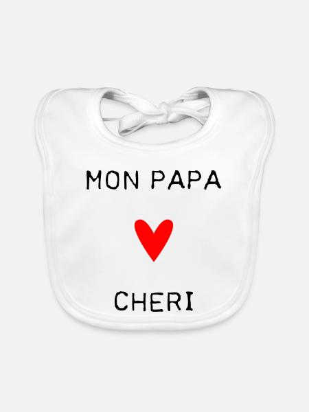 DAD. FATHER'S DAY. HAPPY FATHER'S DAY. HAPPY BIRTHDAY. - Organic Baby Bibs - white - Front