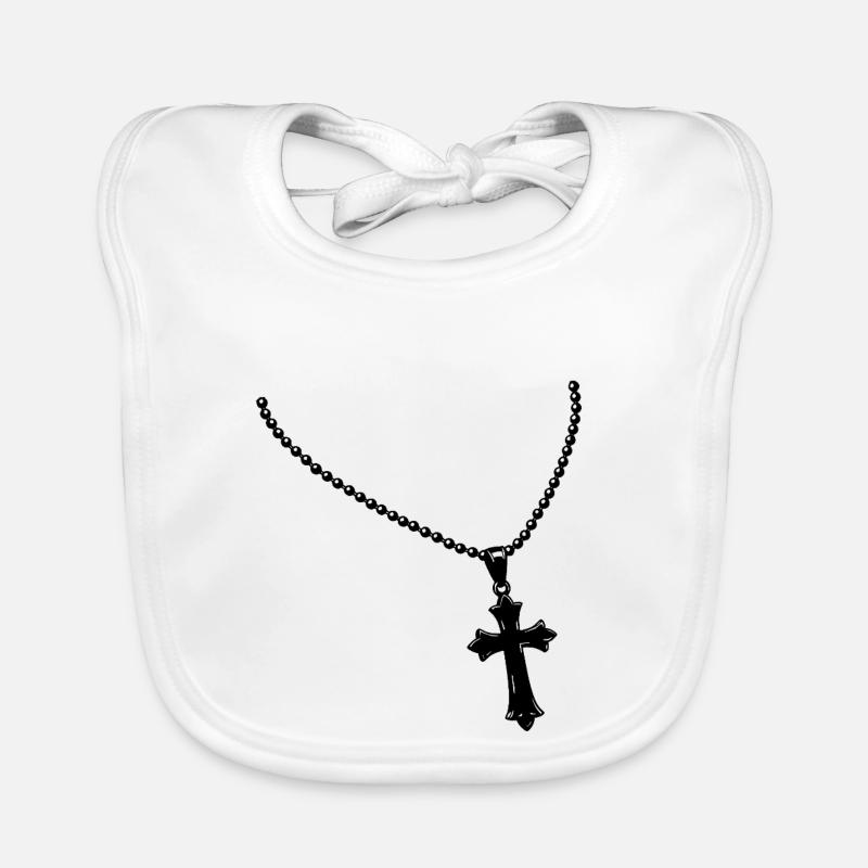 Necklace with cross Organic Baby Bibs