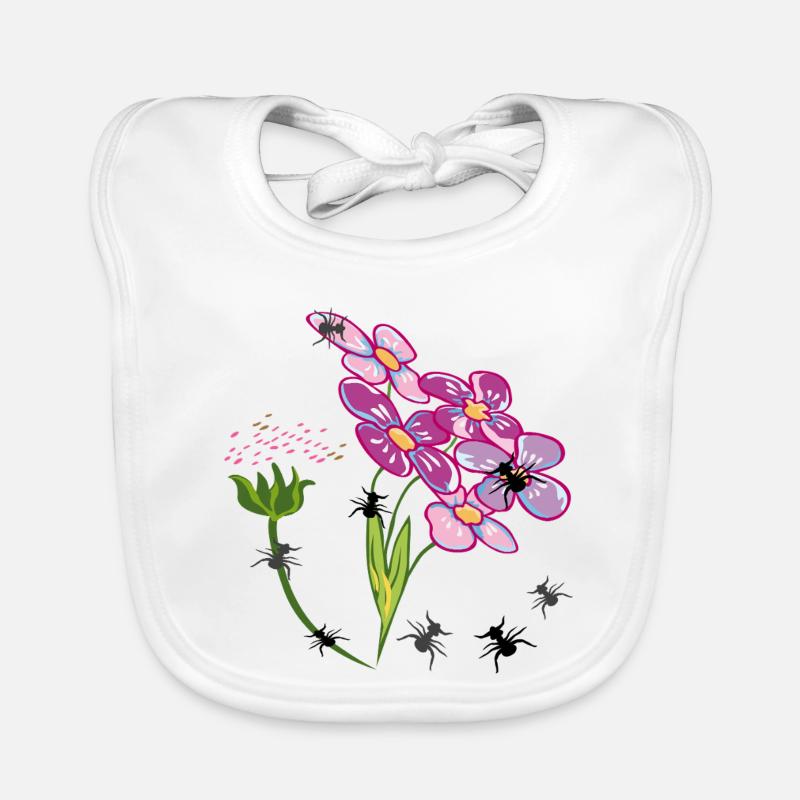Fleurs avec des fourmis insectes Bavoir bio Bébé