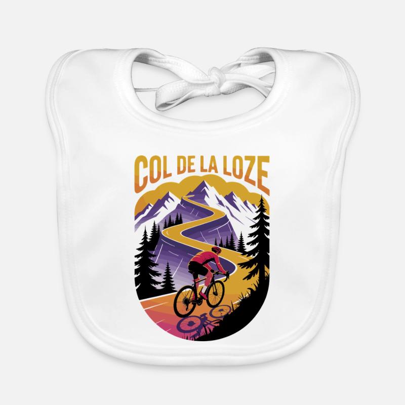 Col de la Loze – Cyclisme alpin intense - Bavoir bio Bébé - blanc