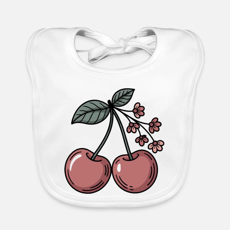 Cherry graphic sweet cherry blossoms Organic Baby Bibs