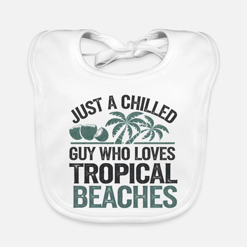 Chilled Tropical Beach Lover, Holidays  Organic Baby Bibs