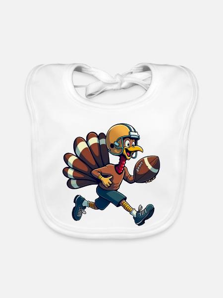 Thanksgiving Football Truthahn - Baby Bio-Lätzchen - Weiß - Vorne
