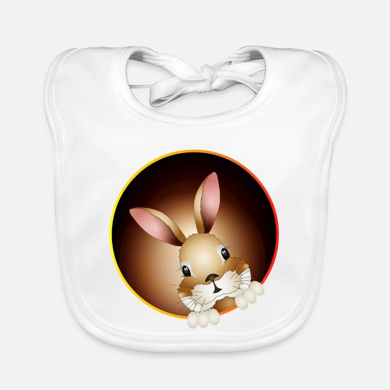 Neugieriger Hase schaut aus dem Hasenbau Baby Bio-Lätzchen