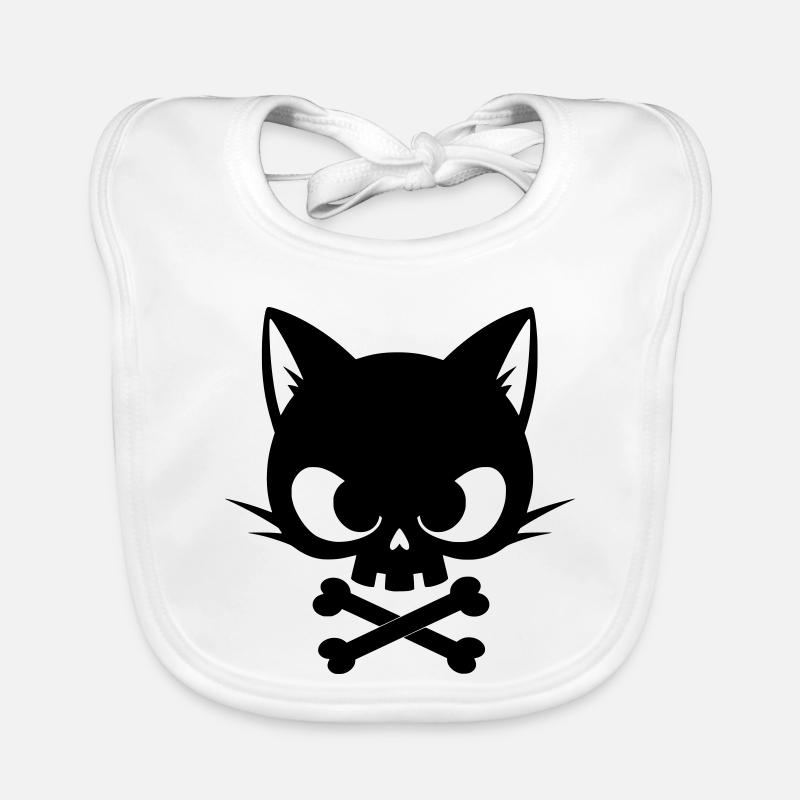Crâne de chat avec os | Icône gothique mignonne Bavoir bio Bébé