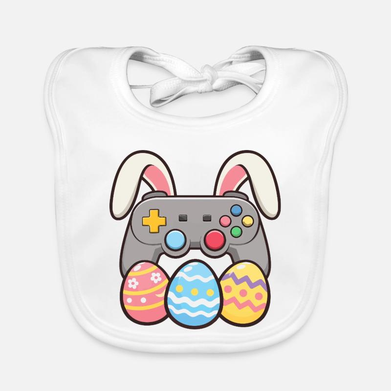 Bunny Gaming Controller Easter Gamer Fun Organic Baby Bibs