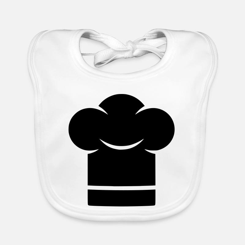 Chapeau de chef Silhouette du chapeau de chef - Bavoir bio Bébé - blanc
