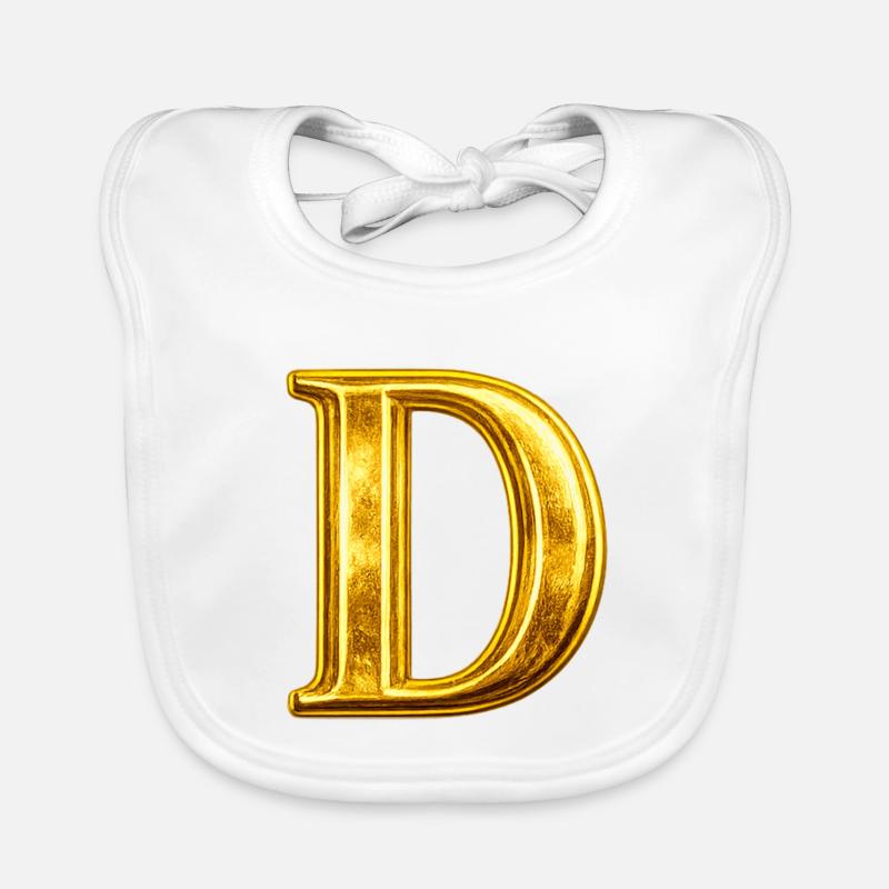 Monogramme en D Or Bavoir bio Bébé