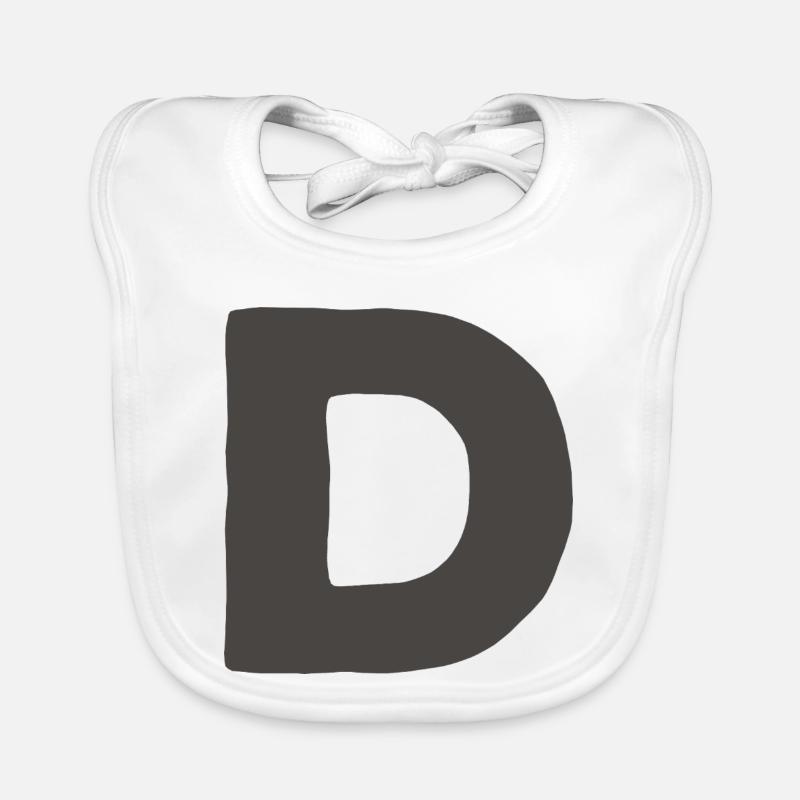 Minimal Letter D Bold Monogram Typography Organic Baby Bibs
