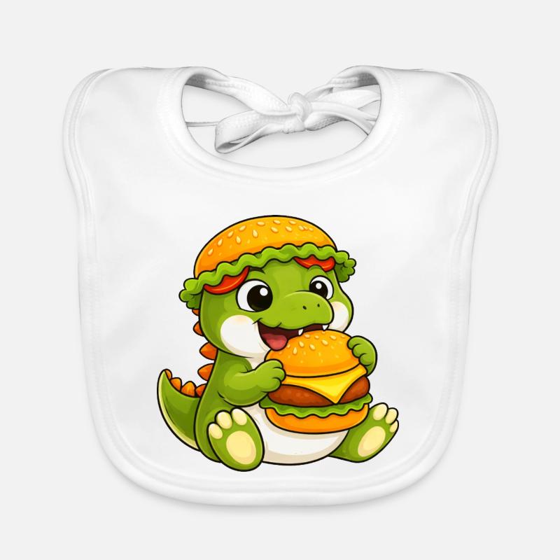 Mignon dessin animé T-Rex, Dino Burger, Reptile de restauration rapide Bavoir bio Bébé