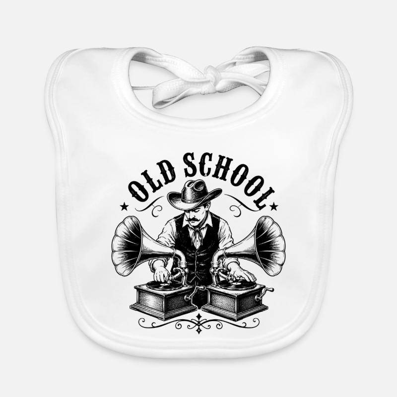 Old School DJ with Gramophone Organic Baby Bibs