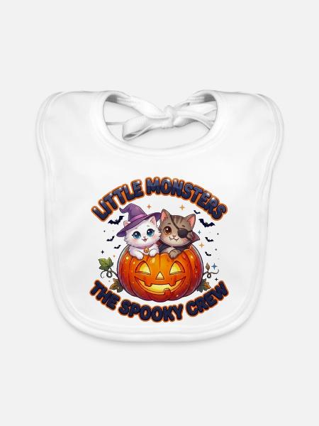 Little Monsters The Spooky Crew - Baby Bio-Lätzchen - Weiß - Vorne
