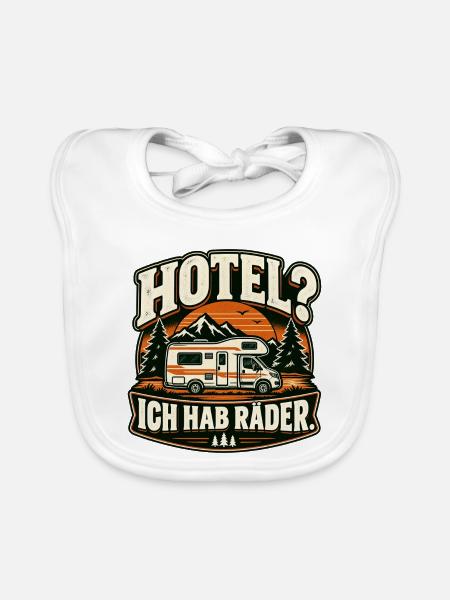 Hotel? Ich hab Räder. Camping Vanlife - Baby Bio-Lätzchen - Weiß - Vorne