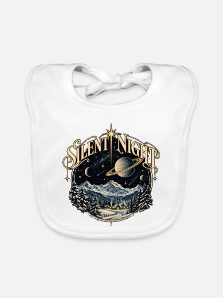 Silent Night - Saturn and Stars - Baby Bio-Lätzchen - Weiß - Vorne