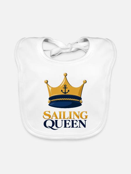 Sailing Queen – Seglerin mit Krone - Baby Bio-Lätzchen - Weiß - Vorne