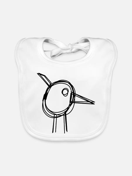 Storch handgezeichnet - Baby Bio-Lätzchen - Weiß - Vorne
