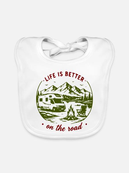 Roadtrip im Freien: Berge und Van - Baby Bio-Lätzchen - Weiß - Vorne