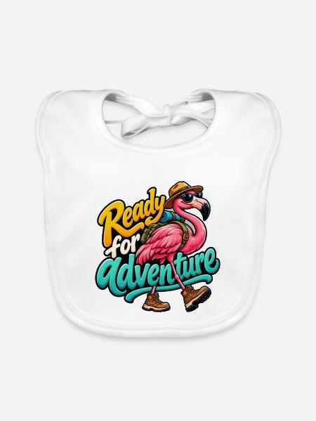 Flamingo - Baby Bio-Lätzchen - Weiß - Vorne